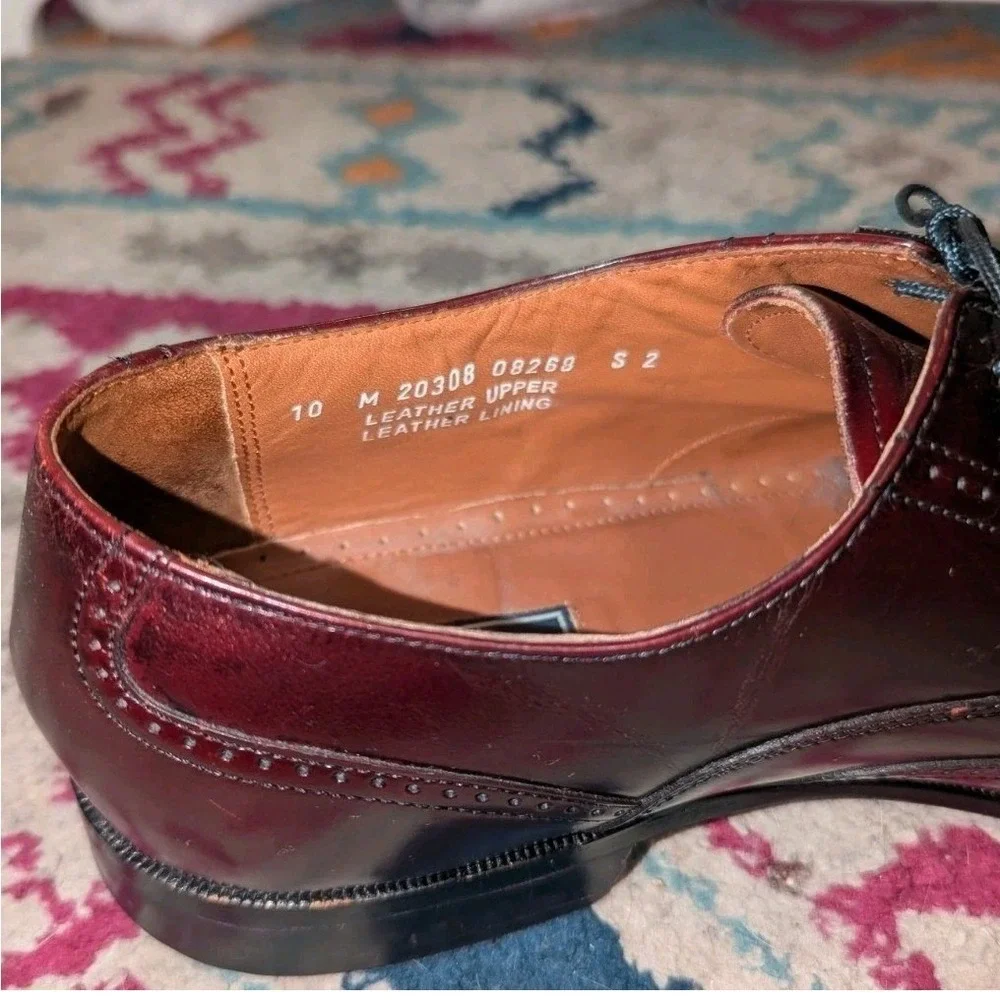 Dark‎ Academia Bostonian Wingtip Brogue Oxfords Men's 10M Burgundy Leather Shoes